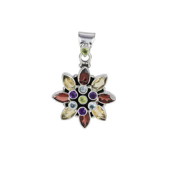 925 Sterling Silver Multi gemstone Pendant SSP255
