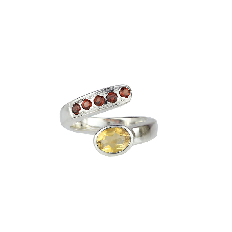 Sterling Silver Citrine & Garnet Ring SSR160