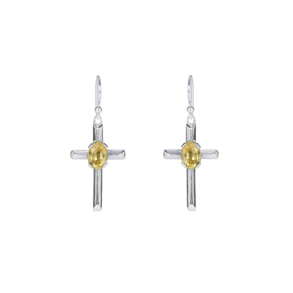 Sterling Silver Citrine Cross Earrings SSER224