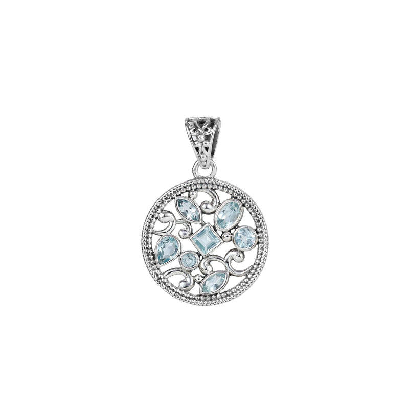 Sterling Silver Blue Topaz Pendant SSP246