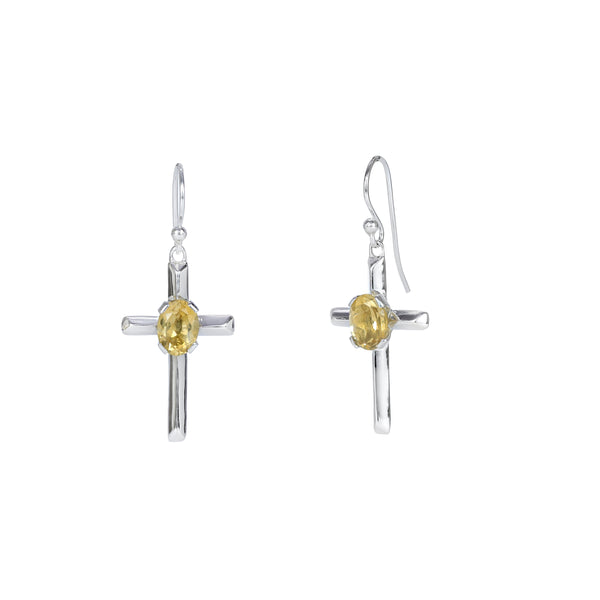 Sterling Silver Citrine Cross Earrings SSER224