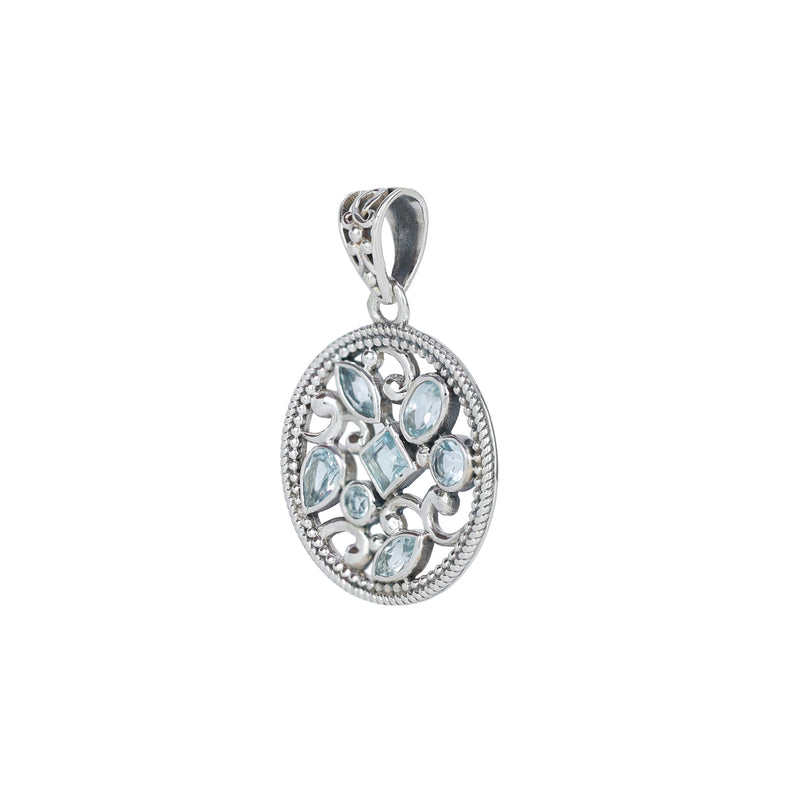 Sterling Silver Blue Topaz Pendant SSP246