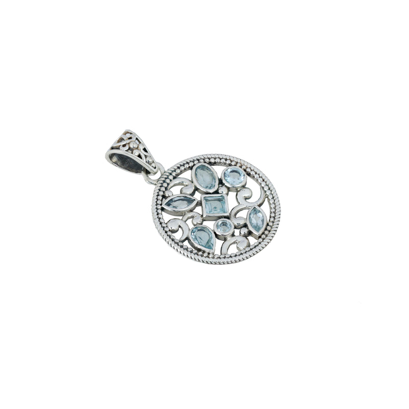 Sterling Silver Blue Topaz Pendant SSP246