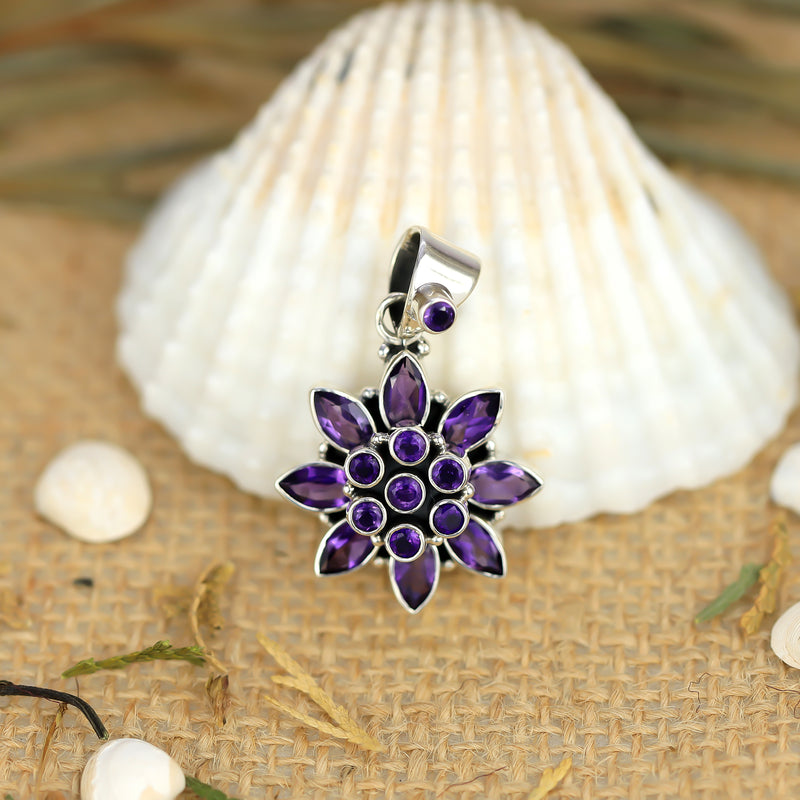 925 Sterling Silver Amethyst Pendant SSP255
