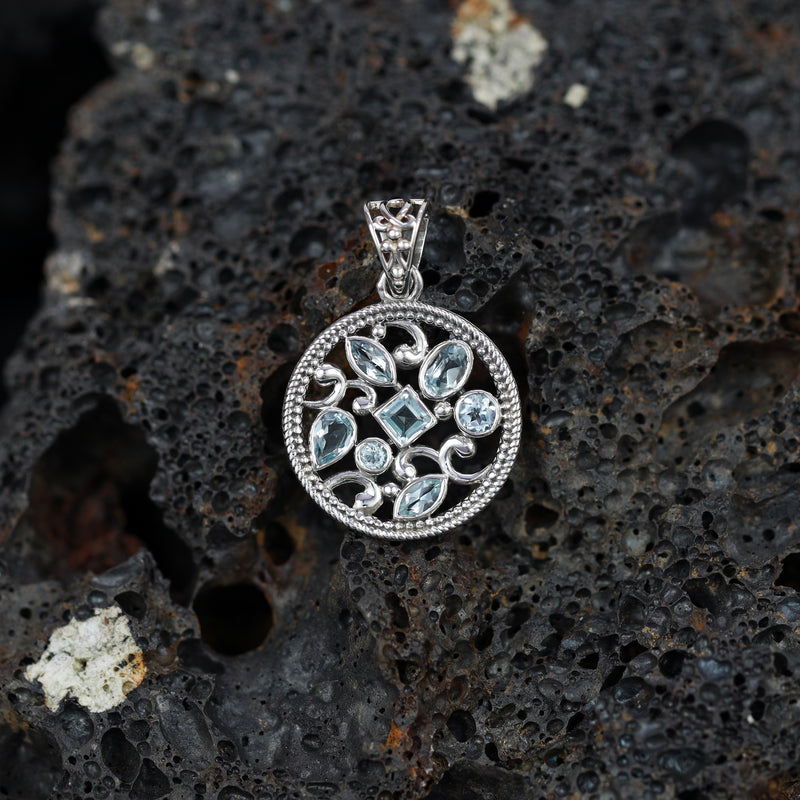 Sterling Silver Blue Topaz Pendant SSP246