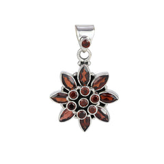 925 Sterling Silver Garnet Pendant SSP255