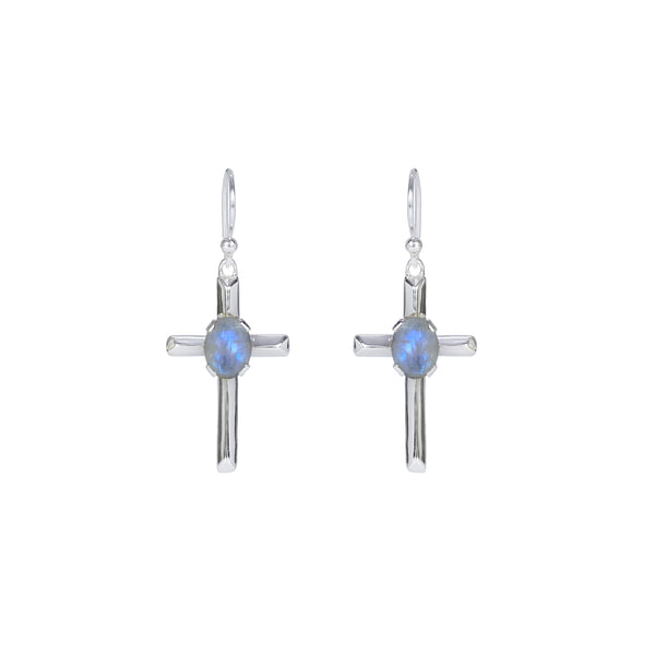 Sterling Silver Moonstone Cross Earrings SSER224