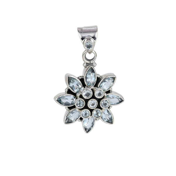 925 Sterling Silver Blue Topaz Pendant SSP255