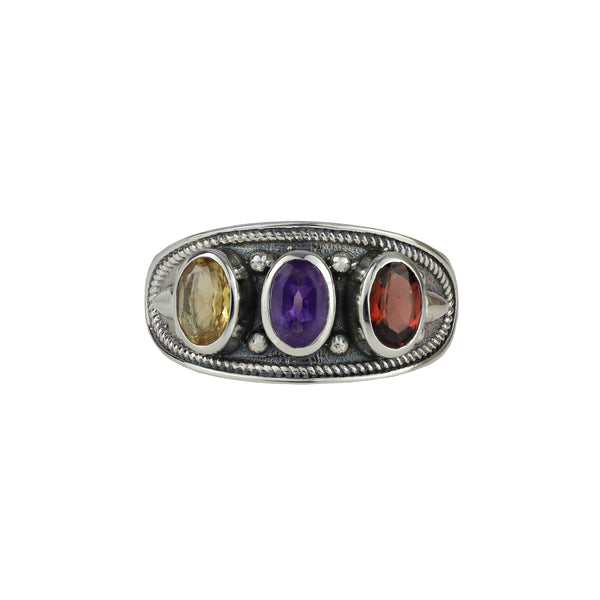 Sterling Silver Multi gemstone Ring SSR423