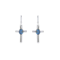 Sterling Silver Labradorite Cross Earrings SSER224