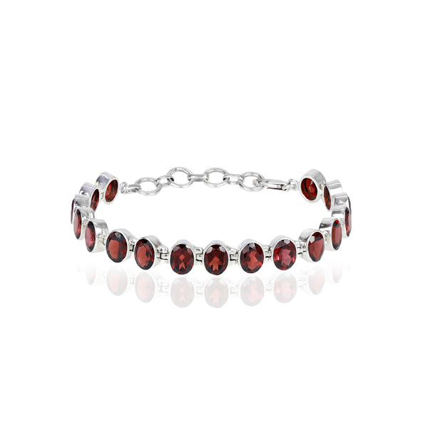 925 Sterling Silver Garnet Minimal Garnet Bracelet SSBR122