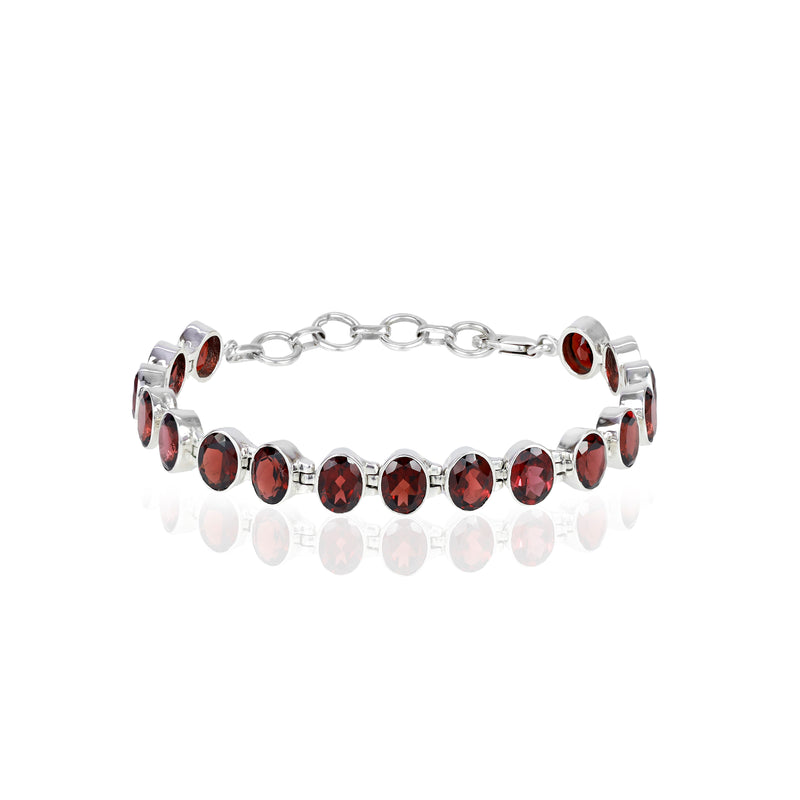 925 Sterling Silver Garnet Minimal Garnet Bracelet SSBR122