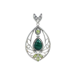 Sterling Silver Malachite & Peridot Pendant SSP14