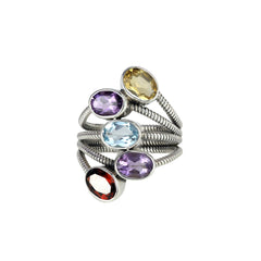 Sterling Silver Multi Gemstone Ring SSR145