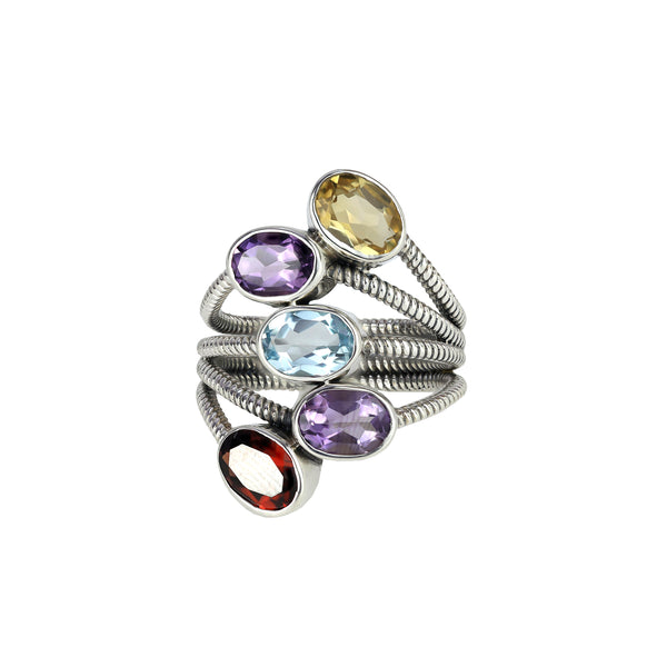 Sterling Silver Multi Gemstone Ring SSR145
