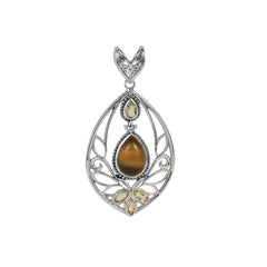 Sterling Silver Tiger Eye & Citrine Pendant SSP14