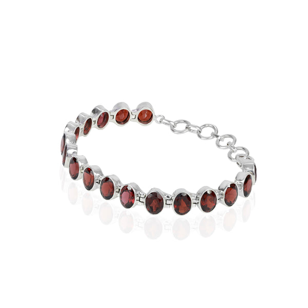 925 Sterling Silver Garnet Minimal Garnet Bracelet SSBR122