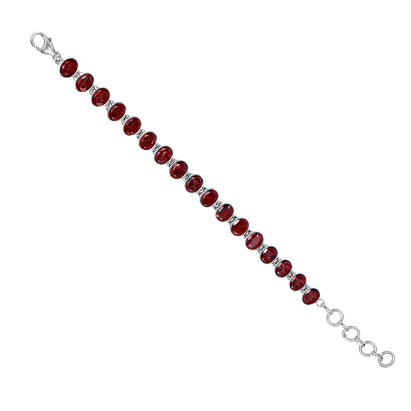 925 Sterling Silver Garnet Minimal Garnet Bracelet SSBR122