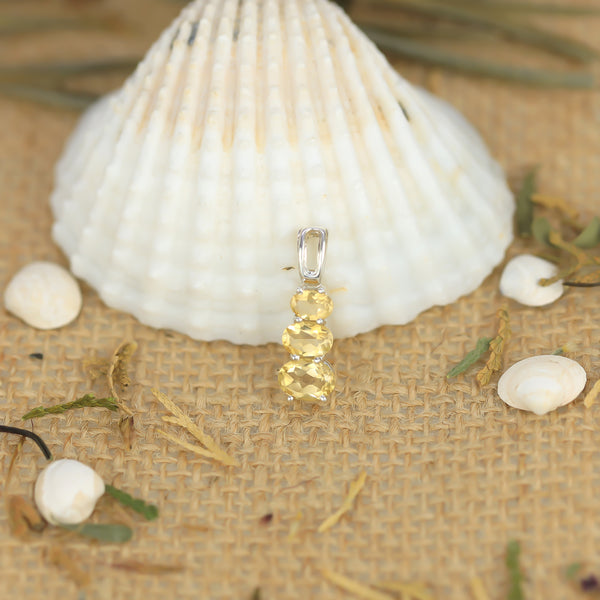 Sterling Silver Citrine Pendant SSP124