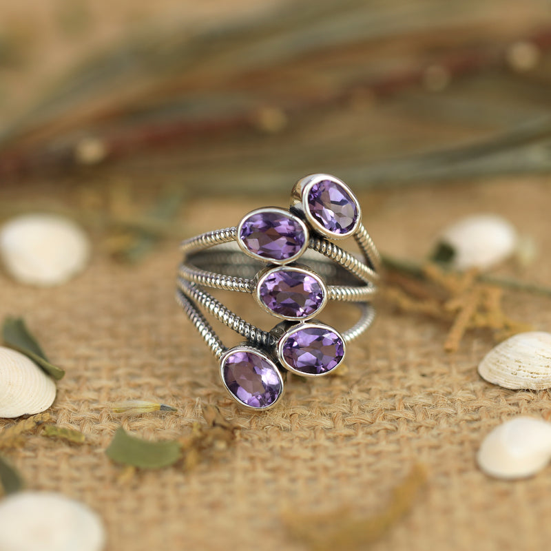 Sterling Silver Amethyst Ring SSR145