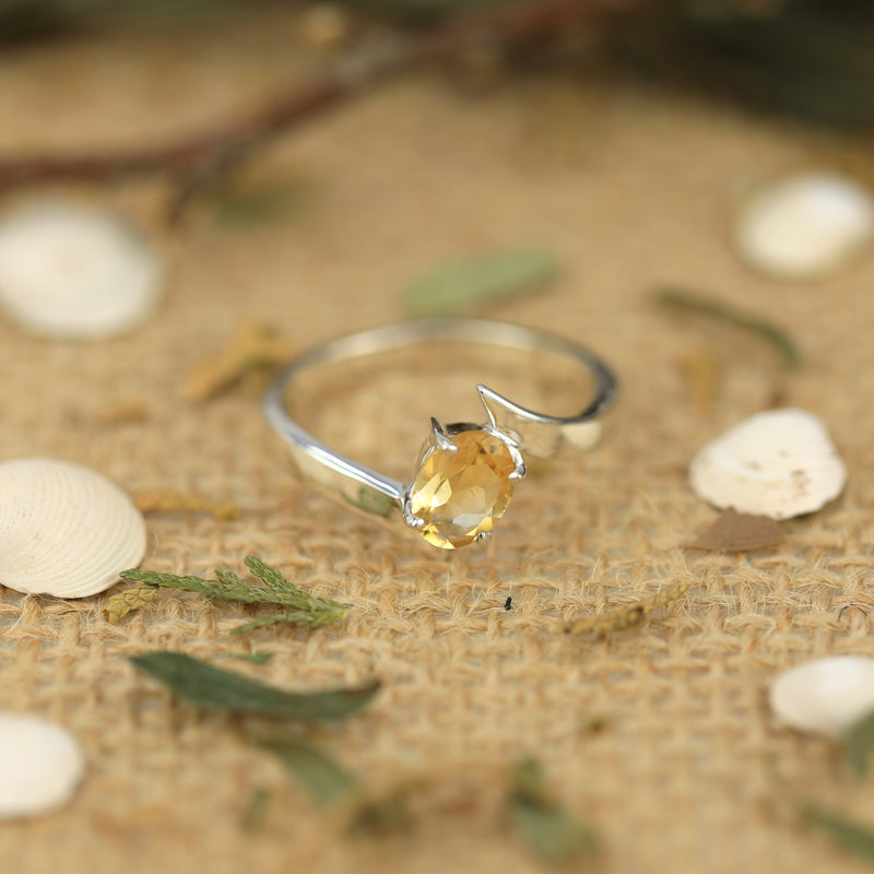 Sterling Silver Citrine Ring SSR158