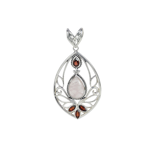 Sterling Silver Rose Quartz & Garnet Pendant SSP14