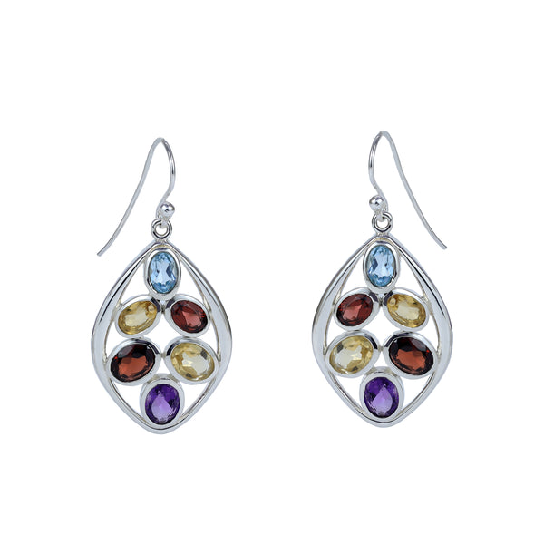 Sterling Silver Multi Gemstone Earrings SSER11