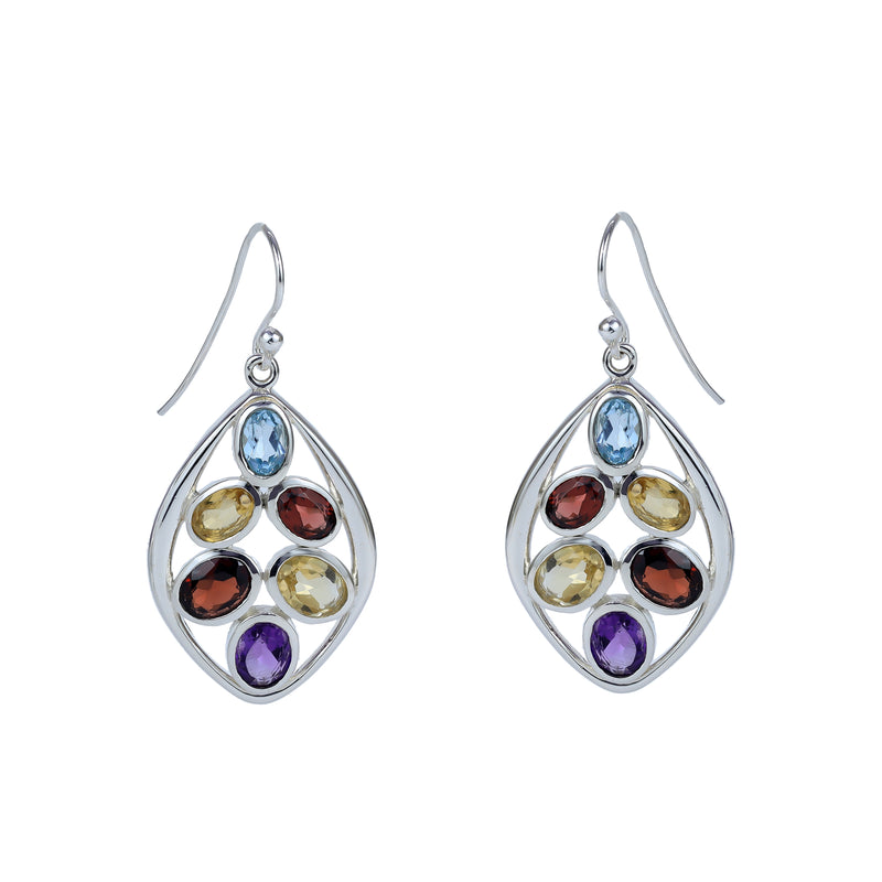 Sterling Silver Multi Gemstone Earrings SSER11