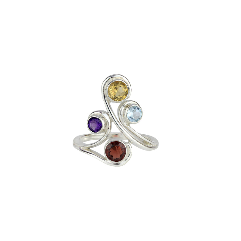 Sterling Silver Multi Gemstone Ring SSR188