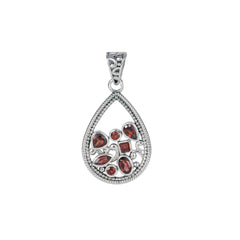 925 Sterling Silver Garnet Pendant SSP251