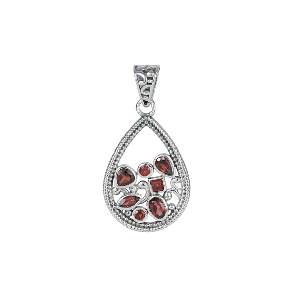 925 Sterling Silver Garnet Pendant SSP251