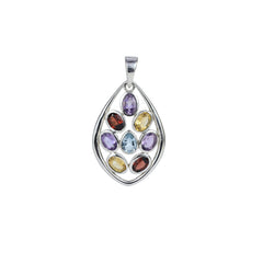 Sterling Silver Multi Gemstone Pendant SSP8