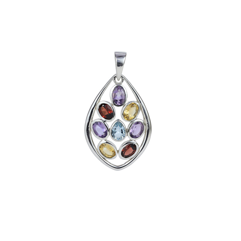 Sterling Silver Multi Gemstone Pendant SSP8
