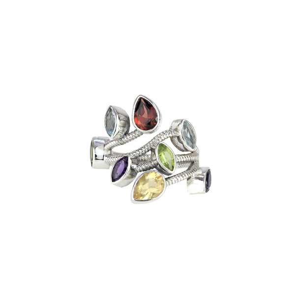 Sterling Silver Multi Gemstone Ring SSR128