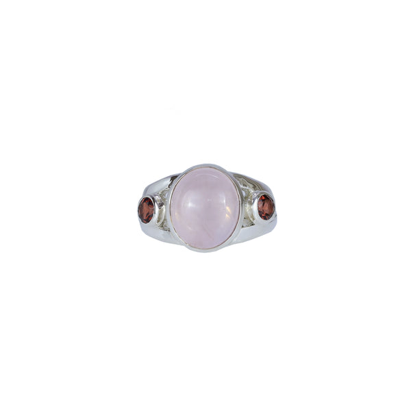 Sterling Silver Rose Quartz & Garnet Ring SSR208