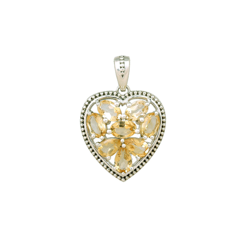 Sterling Silver Citrine Heart Pendant SSP82