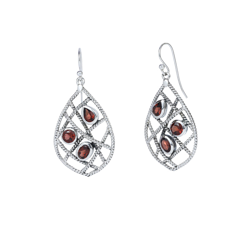 Sterling Silver Garnet Earrings SSER56