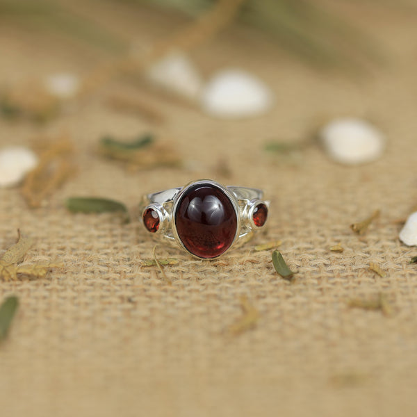 Sterling Silver Garnet Ring SSR208
