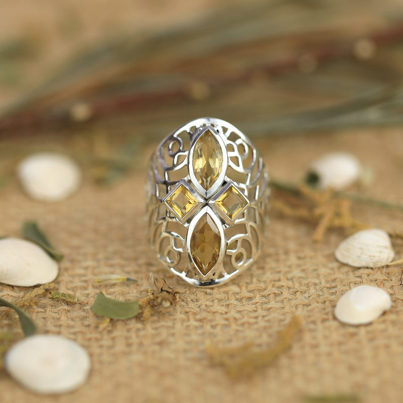 Sterling Silver Citrine Ring SSR49