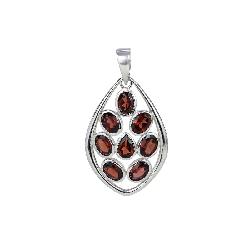 Sterling Silver Garnet Pendant SSP8