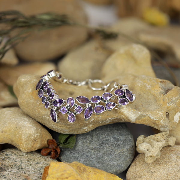Sterling Silver Amethyst Bracelet SSBR105