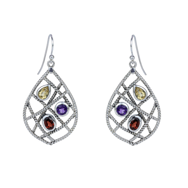Sterling Silver Multi Gemstone Earrings SSER56