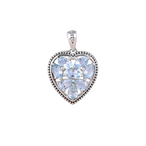 Sterling Silver Blue Topaz Heart Pendant SSP82