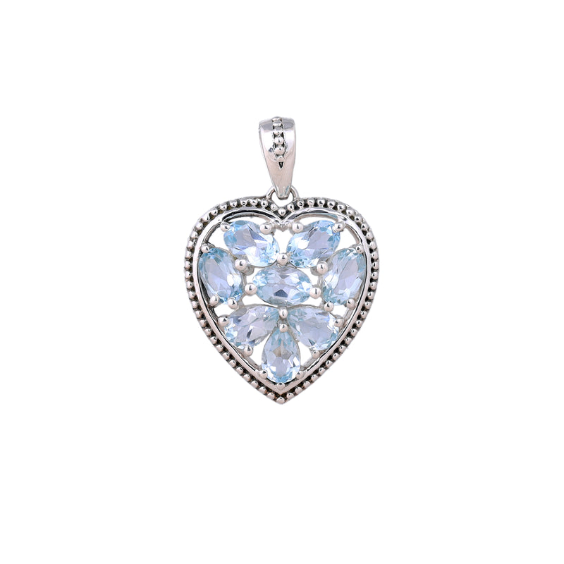 Sterling Silver Blue Topaz Heart Pendant SSP82