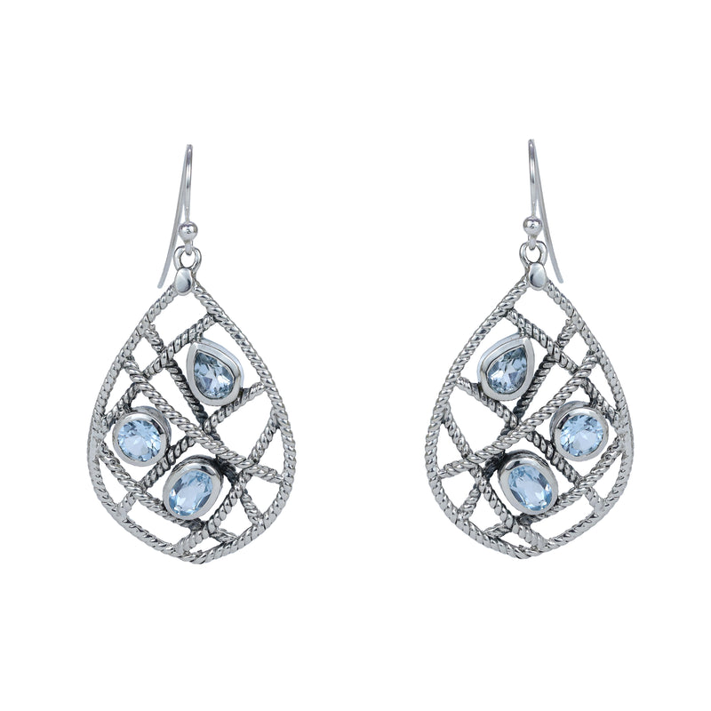 Sterling Silver Blue Topaz Earrings SSER56