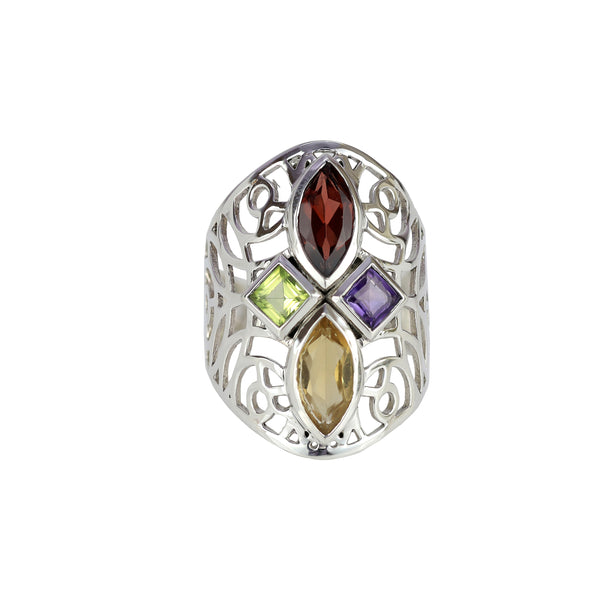 Sterling Silver Multi Gemstone Ring SSR49