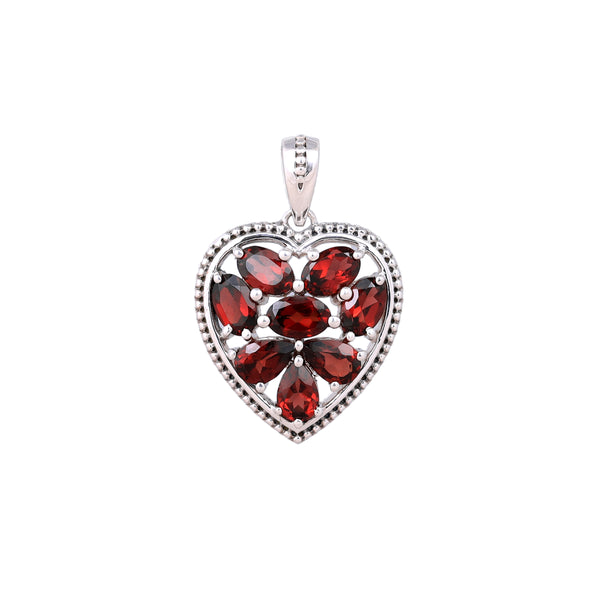 Sterling Silver Garnet Heart Pendant SSP82