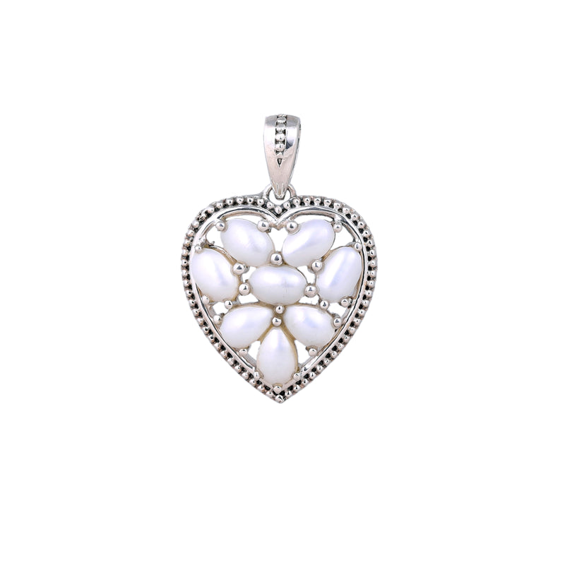 Sterling Silver Pearl Heart Pendant SSP82