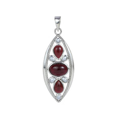 Sterling Silver Garnet & Pearl Pendant SSP86
