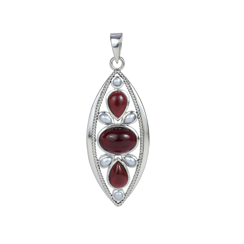 Sterling Silver Garnet & Pearl Pendant SSP86